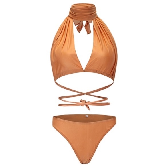 🍍Wraparound Two Piece Swimsuit - Waist Tie & Neck - Picture 3 of 5